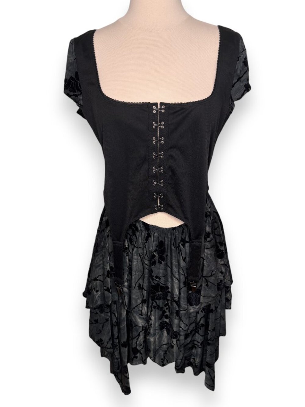 Current Mood Dolls Kill Black Goth Asymmetrical Hem Layered Dress Size Large